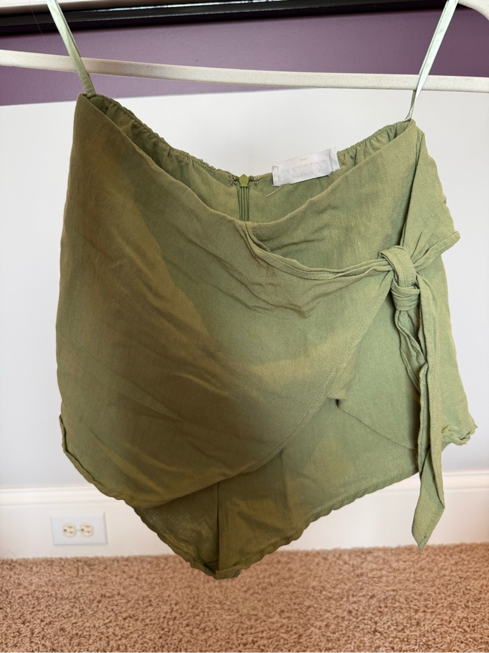 American Threads Olive Green Wrap Skort with Side Tie